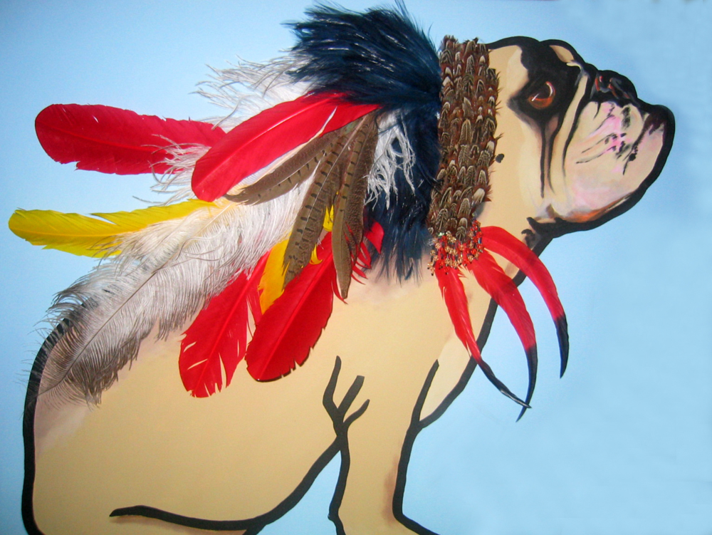 - Art by Picos Pelegri "Felipe" British Bulldog Pop Portrait. Painted in an Indian Head Dress. by www.PicosPelegri.com South Beach Miami"Felipe" British Bulldog Pop Portrait. Painted in an Indian Head Dress. by www.PicosPelegri.com South Beach Miami
