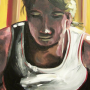 Abstract Painting "Mirando a Felipe" 16x20" by www.PicosPelegri.com South Beach Miami