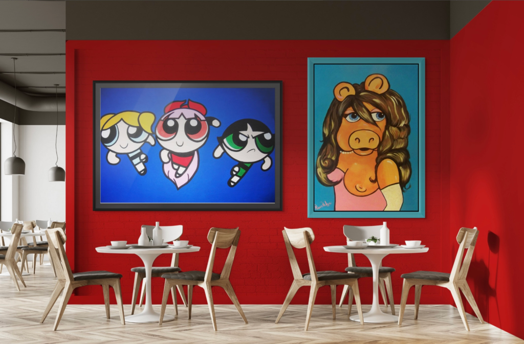 - Art by Picos Pelegri pop art portraits displayed at a South Beach Miami restaurant. www.PicosPelegri.com South Beach Miami
