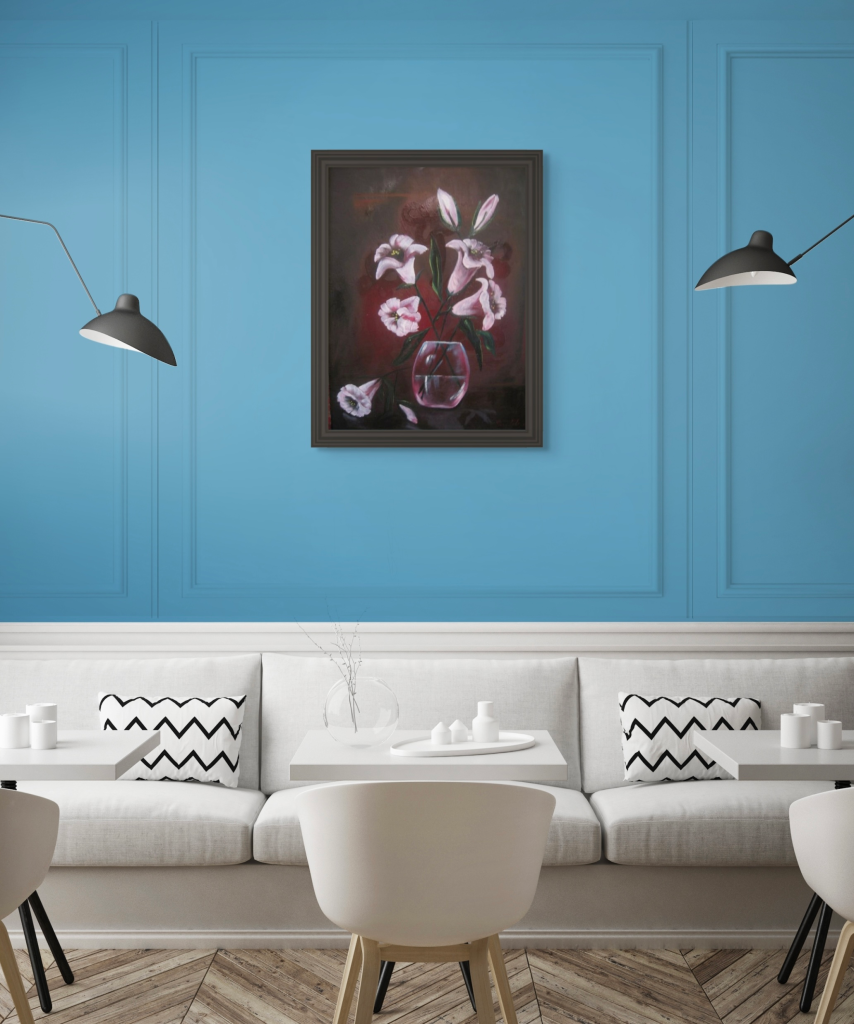 - Art by Picos Pelegri Art by www.PicosPelegri.com. A Medium Sized, Realistic Portrait of a "Blooming Lillys" Displayed over in a Italian Restaurant