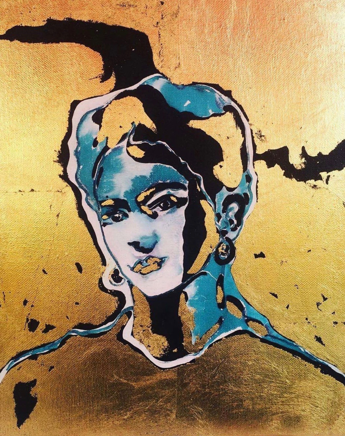 - Art by Picos Pelegri Frida-Kahlo-Gold Painting by www.PicosPelegri.com South Beach Miami