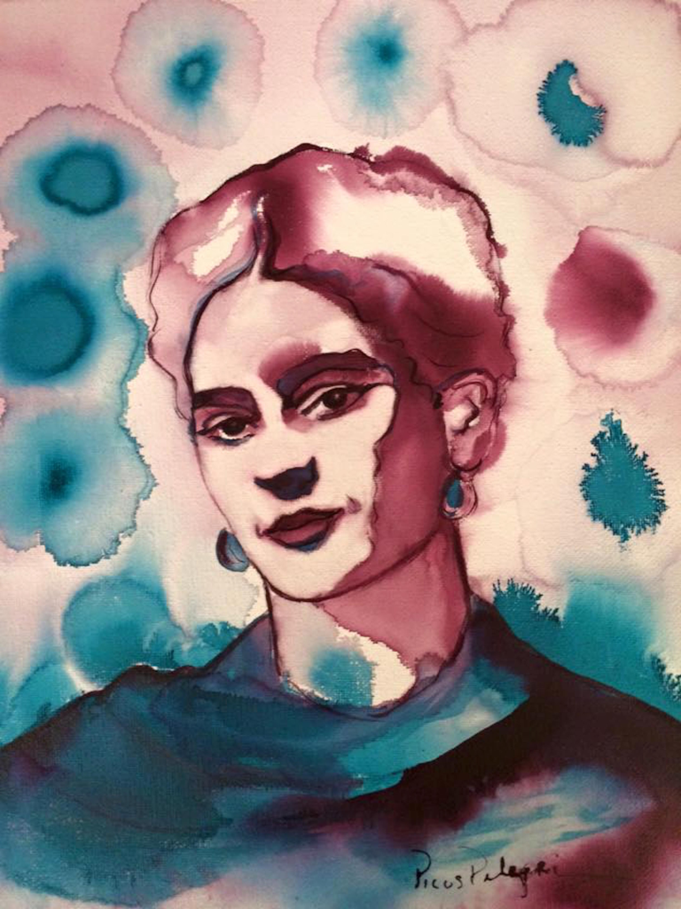 - Art by Picos Pelegri "Frida Kahlo' Water colour portrait by www.PicosPelegri.com South Beach Miami