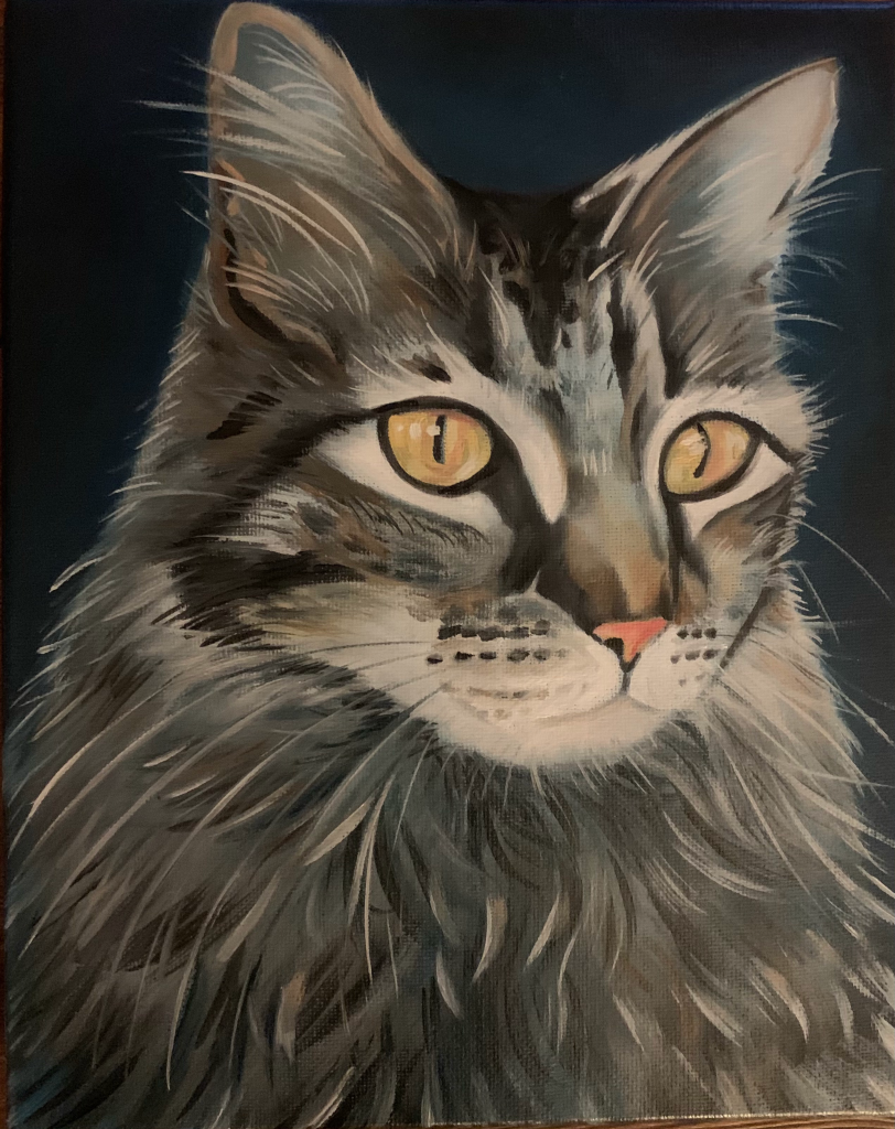 - Art by Picos Pelegri "Gato" Realistic painting of a grey cat. Painted ny www.PicosPelegri.com South Beach Miami"Gato" Realistic painting of a grey cat. Painted ny www.PicosPelegri.com South Beach Miami