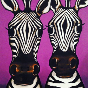 Lisa's Zebras. pop art painting of two zebras by www.PicosPelegri.com South Beach Miami