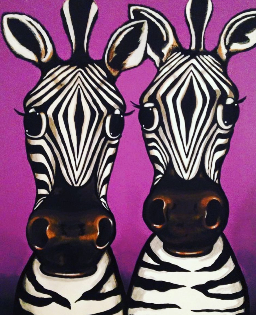 Zebras Scotland. A Pair of pop Zebra Paintings. Painted by www.PicosPelegri.com South Beach Miami