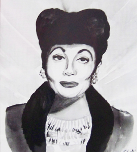 WATER COLOUR PAINTING OF JOAN CRAY-FORD. PAINTING BY www.PicosPelegri.com South Beach Miami