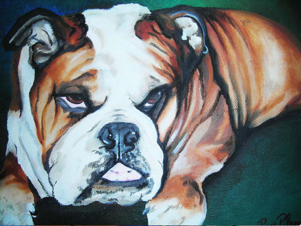 - Art by Picos Pelegri Painting of Maxx The British Bulldog. Painting by www.PicosPelegri.com South Beach Miami