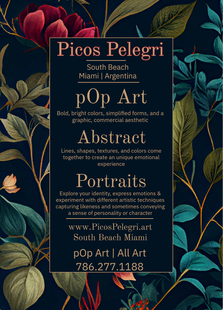 - Art by Picos Pelegri Flyer advertising art work by www.PicosPelegri.com South Beach Miami