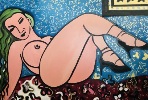 pop painting of Sexy Sańa. Painted by www.PicosPelegri.com South Beach Miami