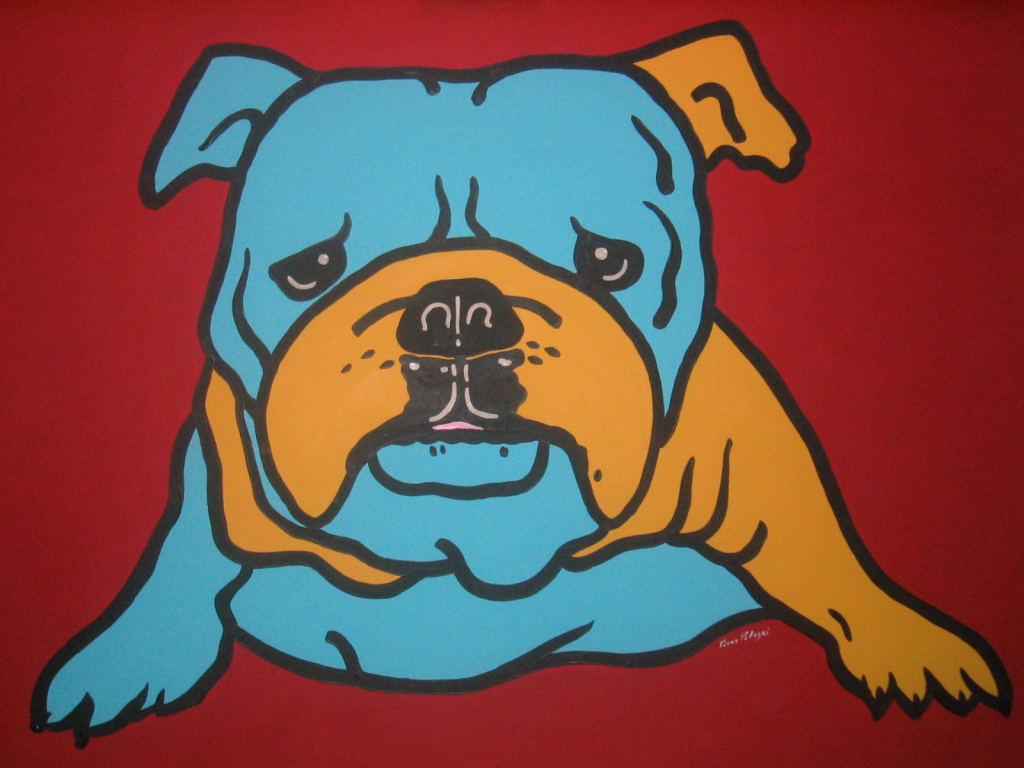Tulsa Bulldog for Reggie 2006 - Art by Picos Pelegri "Tulsa" British Bulldog Painted for Reggie. Pop Portrait Painted by www.PicosPelegri.com South Beach Miami