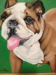 images-2 - Art by Picos Pelegri "MAXX" Painting of A British Bulldog with green background. Painted by www.PicosPelegri.com South Beach Miami