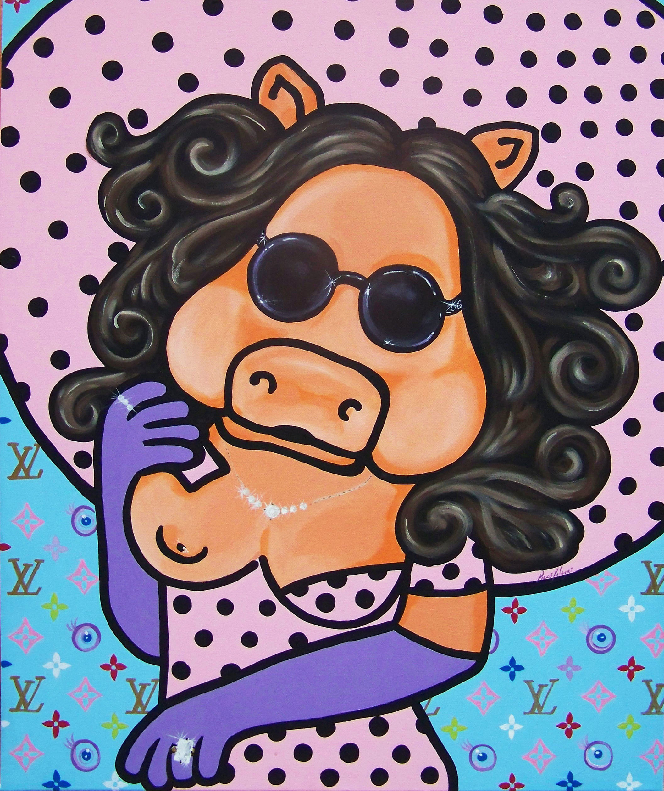SOBE SOW AS SOPHIA LOREN. POP PAINTING BY www.PicosPelegri.com South Beach Miami