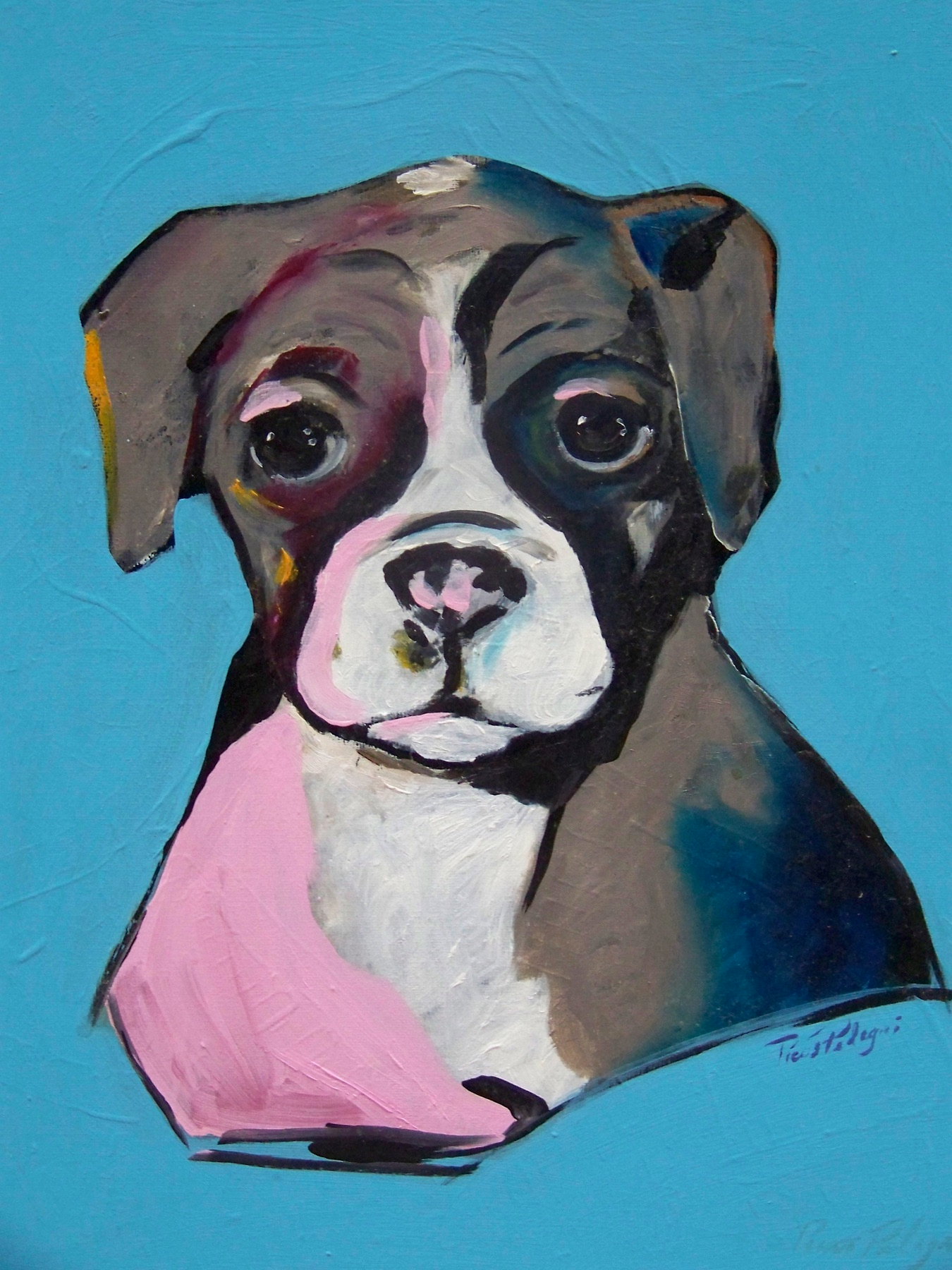 Dog Portrait on Blue — artwork by Mariano Picos Pelegri