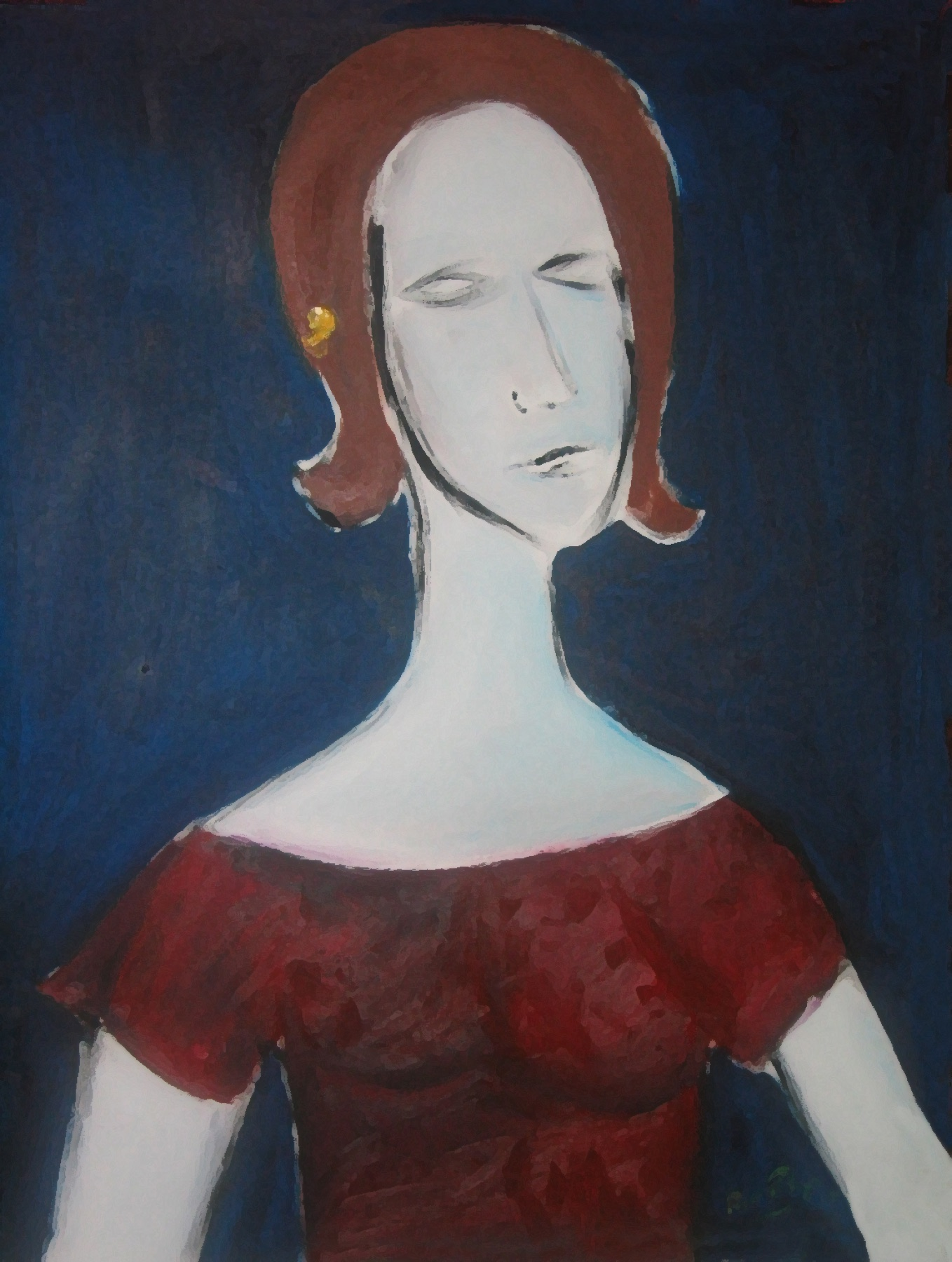 Beba — Portrait in Red — artwork by Mariano Picos Pelegri