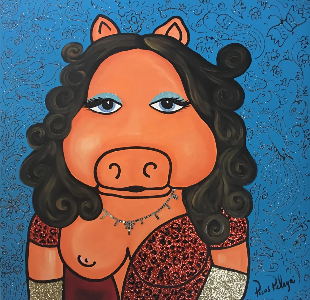 SoBe Sow — Wendy Portrait — Patterned Blue — artwork by Mariano Picos Pelegri